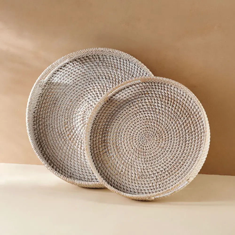 Rattan Trays • Whitewashed (Multiple Sizes)