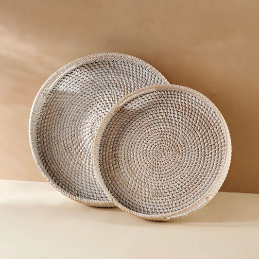 Rattan Trays • Whitewashed (Multiple Sizes)